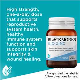 Blackmores Bio Zinc Skin Health Immune Support Vitamin Tablets