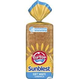 Tip Top Sunblest Soft White Sandwich Slice Bread Loaf Bakery 650g