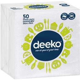 Deeko Serviettes Lunch 2 Ply<br>Assorted 50 pack