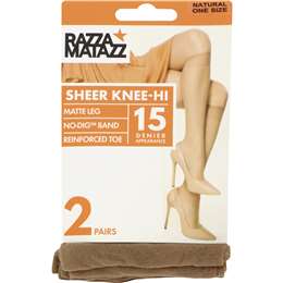 Razzamatazz Knee Hi Pantyhose Tan One Size 2 Pack