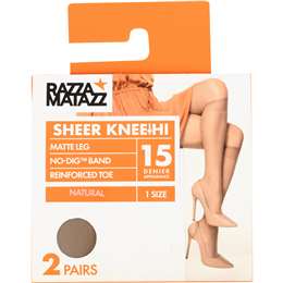 Razzamatazz Knee Hi Pantyhose Natural One Size 2 Pack