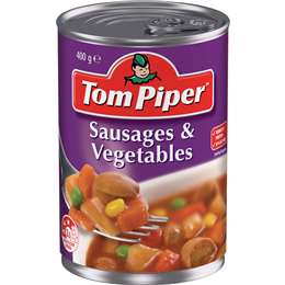 Tom Piper Sausages And Vegetables Canned Meal 400g