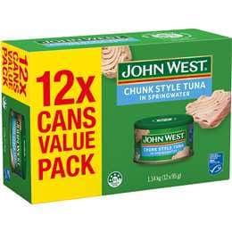 John West Tuna Chunks In Springwater Value 95g x 12 pack
