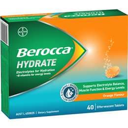 Berocca Hydrate Electrolytes Effervescent Tablets Orange