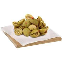Woolworths Green Olive Half Marinated per 100g