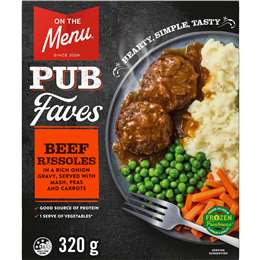 On The Menu Beef Rissole Frozen Meal