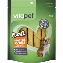 Vitapet Rawhide Barrels Filled With Chicken Liver