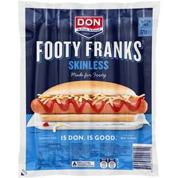 Don Famous Football Hot Dogs Skinless 375g