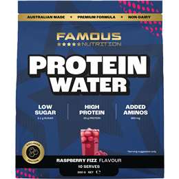 Famous Nutrition Sport Protein Water Powder Raspberry  Dairy Free 300g