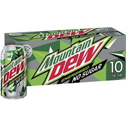 Mountain Dew Energised Sugar Free Soft Drink Multipack Cans 375ml X 10 ...