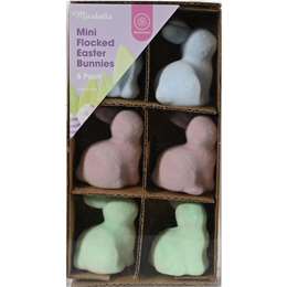 Easter Mini Flocked Easter Bunnies Multi Coloured 6 pack