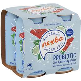 Nexba Watermelon Cucumber Mint No Sugar Spark Probiotic Water
