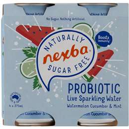 Nexba Watermelon Cucumber Mint No Sugar Spark Probiotic Water