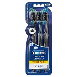 Oral-B Cross Action Charcoal Manual Toothbrush 3 pack