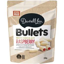 Darrell Lea Bullets White Chocolate Raspberry 200g