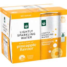 Woolworths Lightly Sparkling Water Cans Pineapple