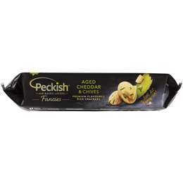 Peckish Fancies Aged Cheddar & Chives Rice Crackers