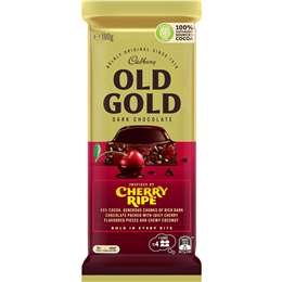 Cadbury Old Gold Cherry Ripe Dark Chocolate Block 180g
