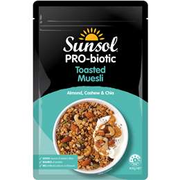 Sunsol Pro-biotic Almond Cashew & Chia Toasted Muesli 400g