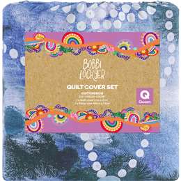 Bobbi Lockyer Quilt Cover Set Queen Bed Blue each