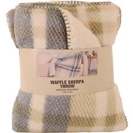 Waffle Sherpa Throw Blanket Blue/Yellow Check each