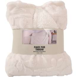 Faux Fur Throw Blanket Floral Cream each
