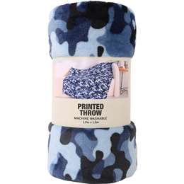 Kids Fleece Printed Throw Blanket Blue Camo each