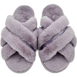 Ladies Faux Fur Slide Slippers Lilac Size 5/6 each
