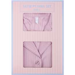 Ladies Satin Pyjama Set Pink Large each