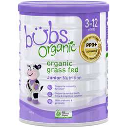 Bubs Organic Grass Fed Junior Nutrition 3 - 12 Years 800g | Woolworths