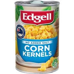 Edgell Australian Grown Sweet Corn Kernels No Added Salt 420g