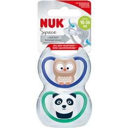 Nuk Space Silicone Soother 18-36M Assorted 2 pack