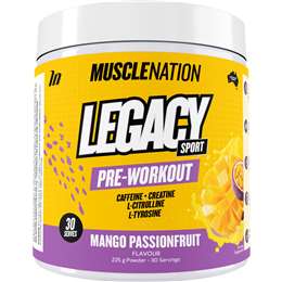 Muscle Nation Legacy Sport Powder Caffeine + Creatine Mango Passionfruit 225g