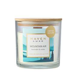 Haven Luxe Wood Wick Candle Mountain Air Lavender & Cedar each