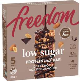 Freedom Low Sugar Protein Nut Bar Dark Choc & Roasted Almonds 5 pack