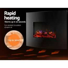 Devanti Electric Fireplace Wall Mounted Heater 3D Realistic Flame Effect  2000W 1EA | Woolworths