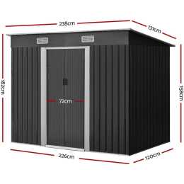 Giantz Garden Shed 2.38x1.31M Sheds Outdoor Storage Tool Metal Workshop ...