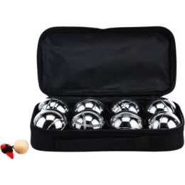 Jenjo Games Deluxe 8 Metal Bowls Bocce/Petanque Game Set - Silver ...