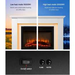 Devanti 2000W Electric Fireplace Mantle Portable Wood Heater 3D Log Flame  Effect 1EA | Woolworths