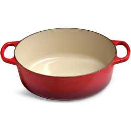 Le Creuset Signature Cast Iron Oval French Oven Casserole Cherry Red ...