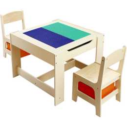 Wooden lego hot sale table with chairs