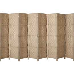 Oikiture 8 Panel Room Divider Privacy Screen Dividers Woven Wood Fold ...