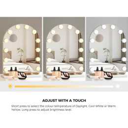 Oikiture 61x43cm LED Arched Makeup Mirror Bluetooth Hollywood Vanity ...