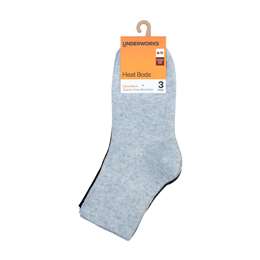 Underworks Womens Heat Bods Crew Boot Socks Grey 9-11 3 pack