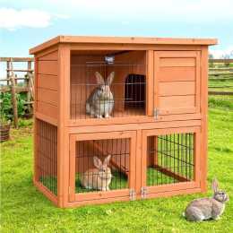 88cmx40cmx76cm i.Pet Chicken Coop Rabbit Hutch Large House Run Wooden Cage Outdoor