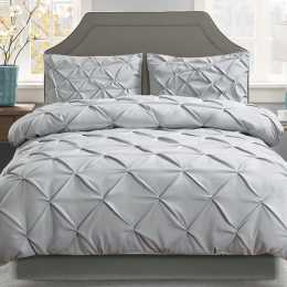 3pcs Giselle Quilt Cover Set Diamond Pinch Grey King