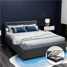 Artiss Bed Frame Queen Gas Lift Storage Base Bedroom Furniture Fabric Charcoal VILA