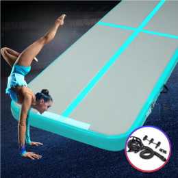 Everfit 4M Air Track Inflatable Gymnastics Mat With Pump Tumbling Mat Green