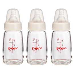 3x Pigeon Slim Neck Peristaltic 120mL Glass Feeding Bottle for Newborn Baby 0m+