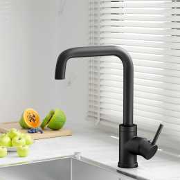 1X Cefito Kitchen Tap Mixer Tap Rectangle Sink Faucet Basin Laundry Black